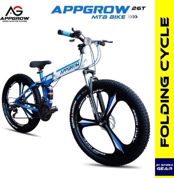 Appgrow Folding Bike With Stylish Mag Wheel Multi Speed Front Suspension Disc Brake For 26 T