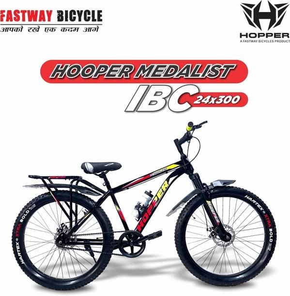 Fastway Bicycle HOPPER 24T MEDALIST 3.00 F/SHOX, DUAL DISC BRAKE, RED/YELLOW 24 T (inch) Fat Tyre Cycle