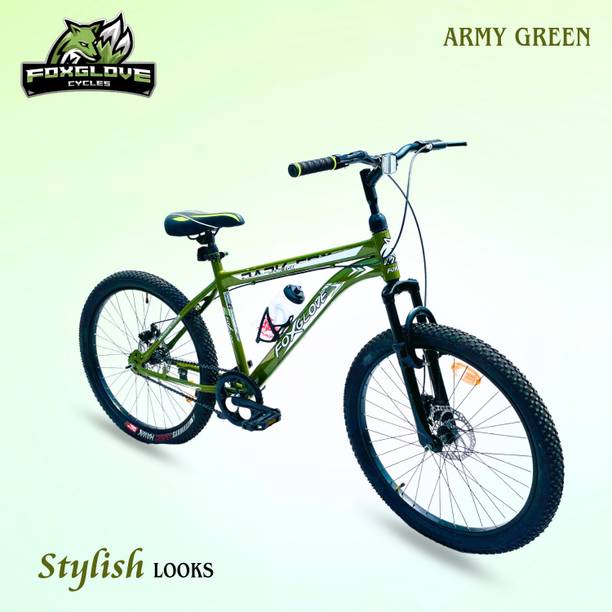 FOXGLOVE DARKFOX 24T ARMY GREEN D/DISK TYRE TUBE FOR HEIGHT 4.5FT & ABOVE 90% FITTED 24 T (inch) Road Cycle