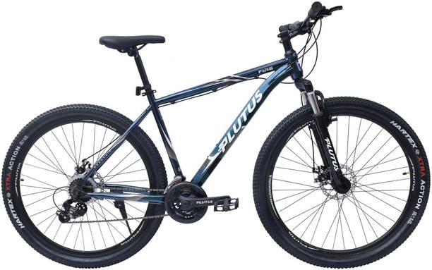 PLUTUS Fire Microshift Bike for Adults (12 Yrs) Dual Disc Brake, Multi Speed (Silver) 27.5 T (inch) Mountain Cycle