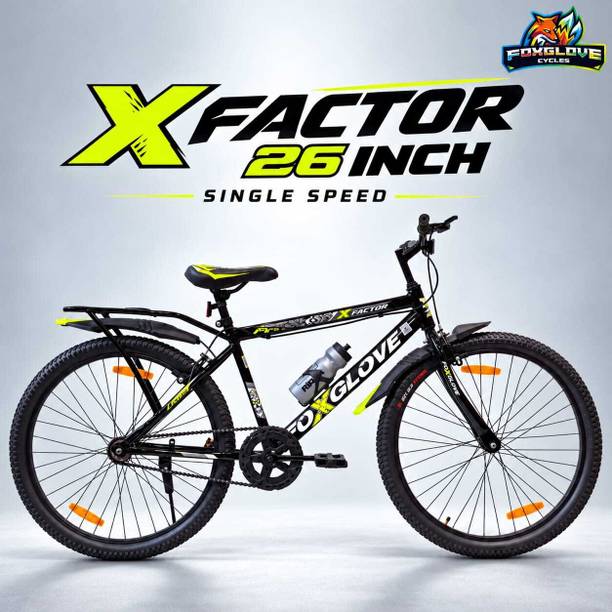 FOXGLOVE Xfactor 26 inch bicycle with inbuilt carrier for 10year plus kids 90% fitted 26T T (inch) Mountain Cycle