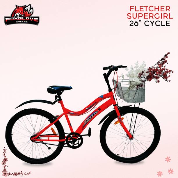 FOXGLOVE FLETCHER 26 INCH SUPERGIRL RED TYRE TUBE CYCLE FOR AGE 10 PLUS YRS 90% FITTED 26 T (inch) Road Cycle