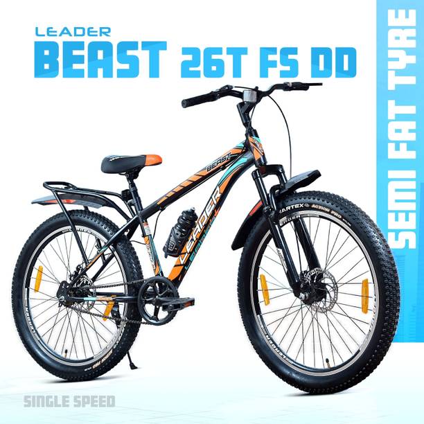 LEADER Beast 26 x 300 IBC Fat Bike/ Cycle for Men with inbuilt Carrier, Dual Disc Brake 26 T (inch) Mountain Cycle