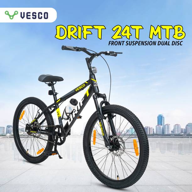 VESCO Drift 24T Bicycle Steel Rim Big Kids Boys & Girls 9 to 15 age 24 T (inch) Mountain Cycle