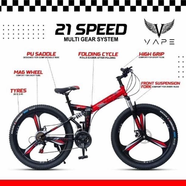 GOAL Vape 26T 21-Speed Folding MTB with Mag Wheels 26 T (inch) Folding Bikes/Folding Cycle