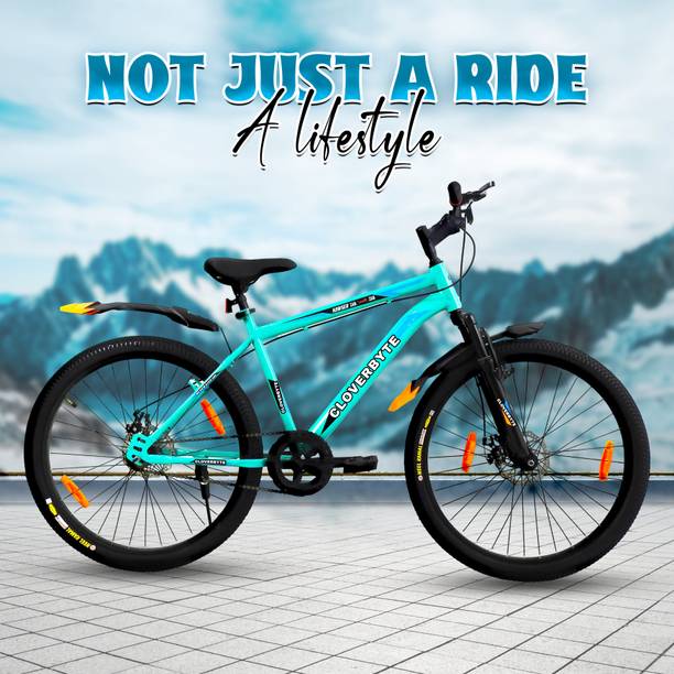 CLOVERBYTE SEA Blue MTB Cycle with Dual Disc Brake & Front Suspension Bicycle for Adults 26 T (inch) Mountain Cycle
