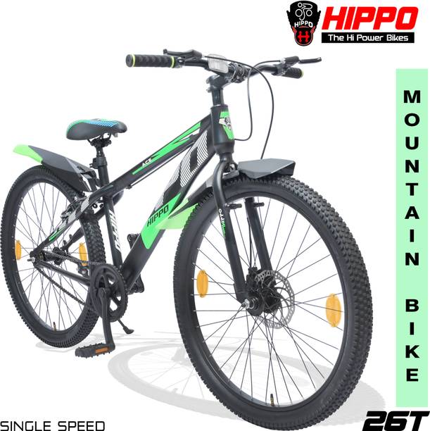 HippoBikes ACE Single Speed Rigid Fork Front Brake Disc Read Power Brake Steel Rim 26 T (inch) Mountain Cycle