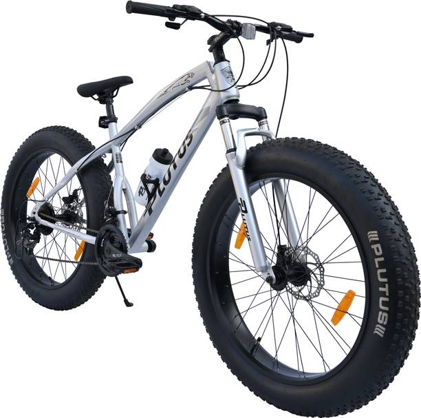 PLUTUS Jaguar Fat-Bike Age-12+ with Dual Disc Brake, Multi Speed (Silver) 26 T (inch) Fat Tyre Cycle