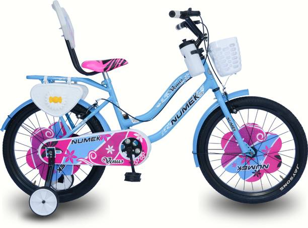 NUMEK Venus 20 Inch Girls Cycle with Basket Carrier & Support Wheels Sky Blue 20 T (inch) Road Cycle