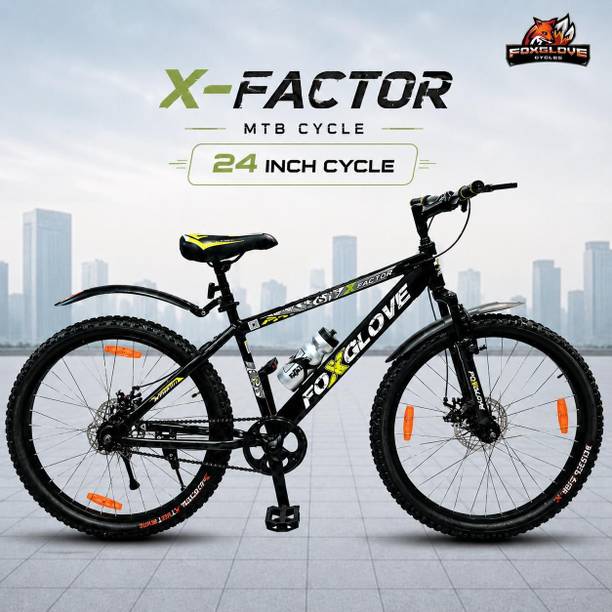 FOXGLOVE XFACTOR 24 INCH WITH FRONT SHOCKER AND DISC BRAKE SUITABLE FOR 9 YEARS PLUS KIDS 24 T (inch) Mountain Cycle