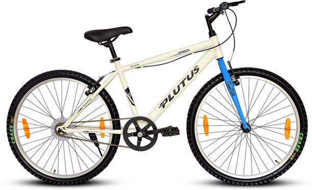 PLUTUS Sleek Road Bike Age-12+ with V-Brake Single Speed (White-Blue) 26 T (inch) Hybrid Cycle/City Bike