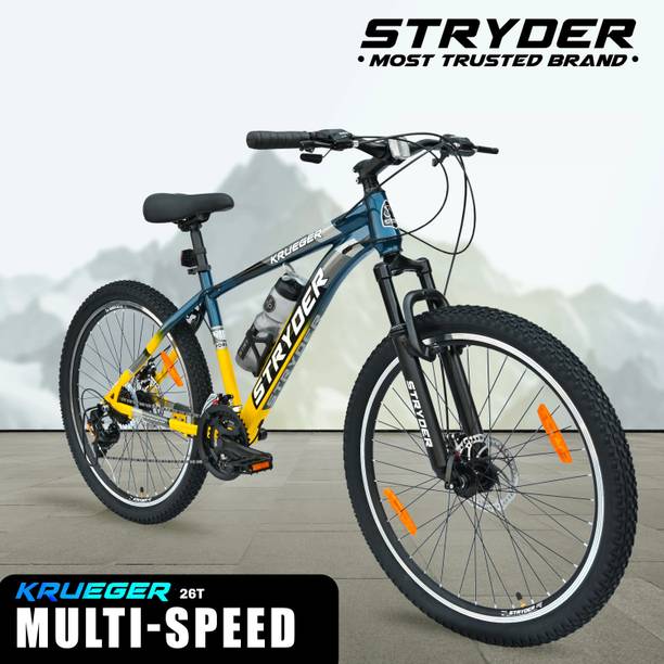 STRYDER 26" Krueger Bicycle 21 Speed with Disc Brakes & Front Suspension | 26 T (inch) Mountain Cycle