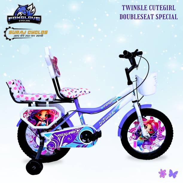 FOXGLOVE TWINKLE CUTEGIRL 16 INCH TUBELESS TIRES DOUBLESEAT BICYCLE FOR AGE 5 TO 8 YEARS 16 T (inch) Road Cycle
