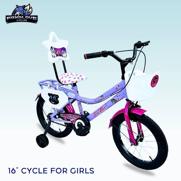 FOXGLOVE BELLA 16T VIOLET & PINK KIDS CYCLE IN DRESS GUARDS TYRE TUBE FOR AGE 5 TO 8 YRS 16 T (inch) Road Cycle