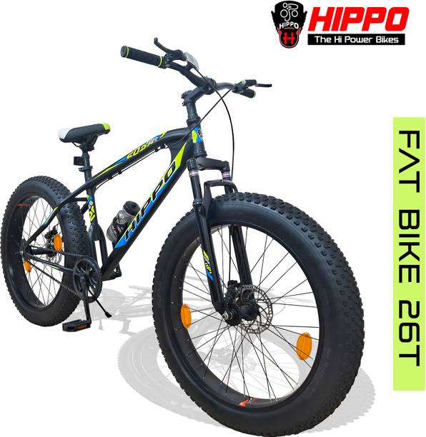 HippoBikes 2020 Fat Bike with Front Suspension, Dual Disc Brakes & Single-Speed Drive 26 T (inch) Fat Tyre Cycle
