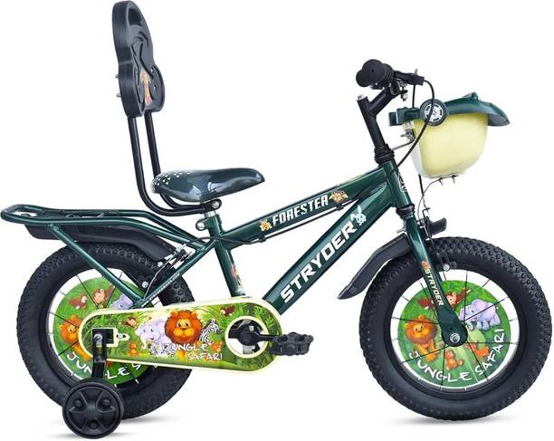 STRYDER Forester IC Eva 14T Kids Cycle with Backrest, Basket & Training Wheels | 14 T (inch) BMX Cycle