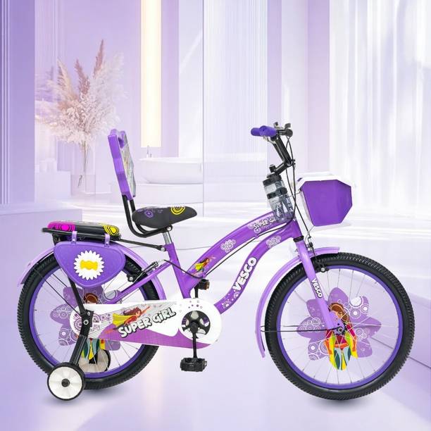VESCO Super Girl 20T Kids Cycle for Girls | Support Wheels | EVA Tyres 20 T (inch) BMX Cycle