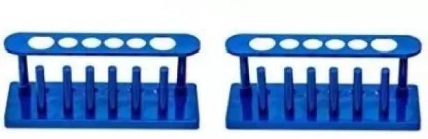 LabHouse Test Tube Stand 6 Hole With Drying Rack, 8 Inch, Blue, Set of 2 Cylinder Drying Rack