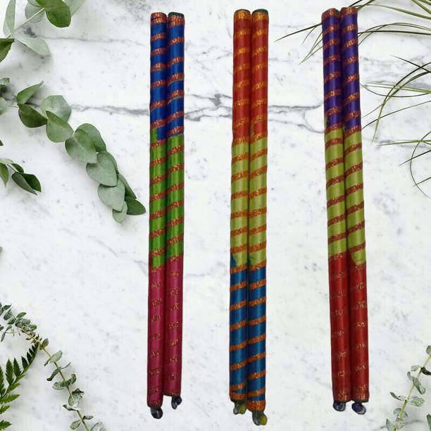LeafBlu Premium Quality Navratri Wooden Dandiya Sticks for Garba Night (Pack of 3 Pair) Dandia Sticks