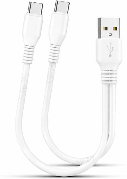 KIPZO 2-in-1 Cable 0.25 m White dual powerbank cable 2in1 usb splitter typec android mini 25cm 2.1A