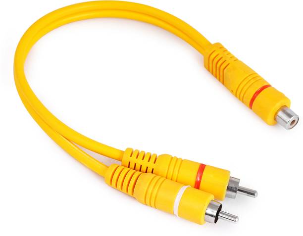 EKAAZ 2-in-1 Cable 1 m Rca 1 Female to 2 Male RCA Y Adapter Car Audio 1ft Splitter Connectors pack of 2_154