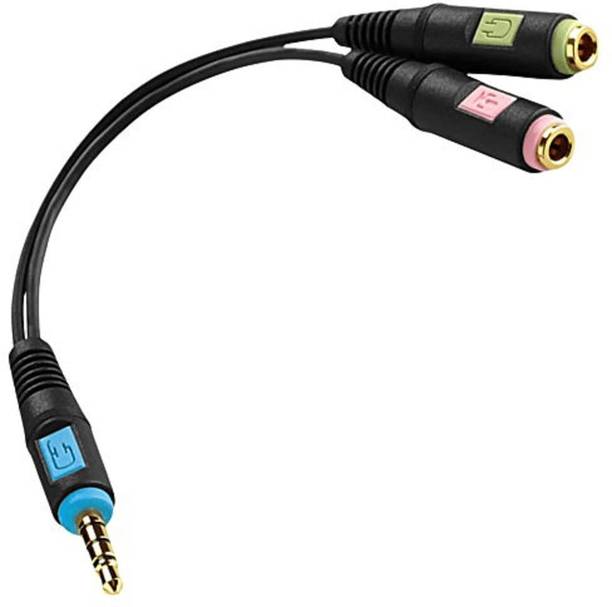 BKC 2-in-1 Cable 0.15 m PCV 05 Combo Audio Adapter 3.5mm Headphone Mic Splitter 1 Male to 2 Female for PC & Laptop