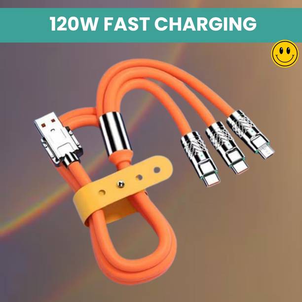 SACRO 3-in-1 Cable 1 m 3 in 1 Charging Cable With Type C, Lightning & Compatible with All MobileQ421