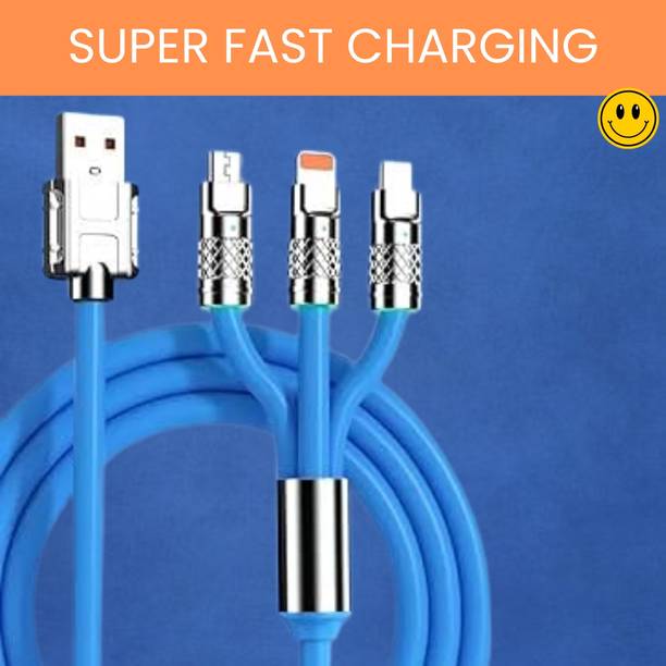 SACRO 3-in-1 Cable 1 m 3 in 1 Charging Cable With Type C, Lightning & Compatible with All MobileW266