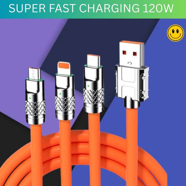 SACRO 3-in-1 Cable 1 m 3 in 1 Charging Cable With Type C, Lightning & Compatible with All MobileW242