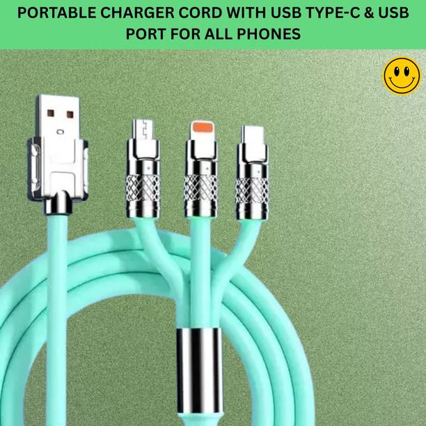 SACRO 3-in-1 Cable 1 m 3 in 1 Charging Cable With Type C, Lightning & Compatible with All MobileW154