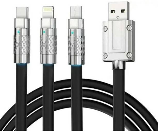 NitaiTech 3-in-1 Cable 1.2 m 3-in-1 Cable 1.2 m Multi USB Charging Cable | Fast Charging Data Cable with Type-C, Micro USB (Compatible with Android, IOS, Mobile, Tablet, Black)