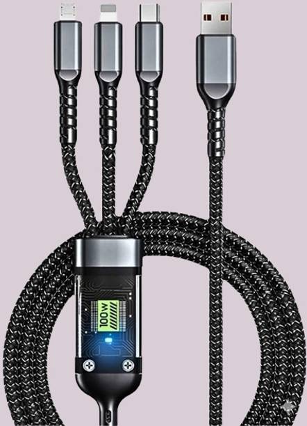 TSKIZ 3-in-1 Cable 6 A 1 m Ultimate Charge Cable 100W, 3-in-1, Fast Sync, Type C Lightning Micro c912