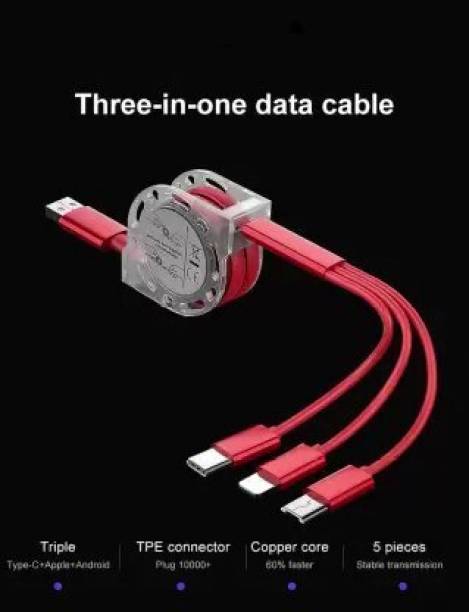 Bydye 3-in-1 Cable 1.2 m R79 3 in 1 Cable Advanced Comaptible For Many Devices Portable Retractable Wire