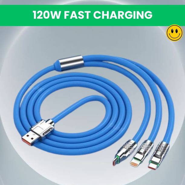 SACRO 3-in-1 Cable 1 m 3 in 1 Charging Cable With Type C, Lightning & Compatible with All MobileQ263