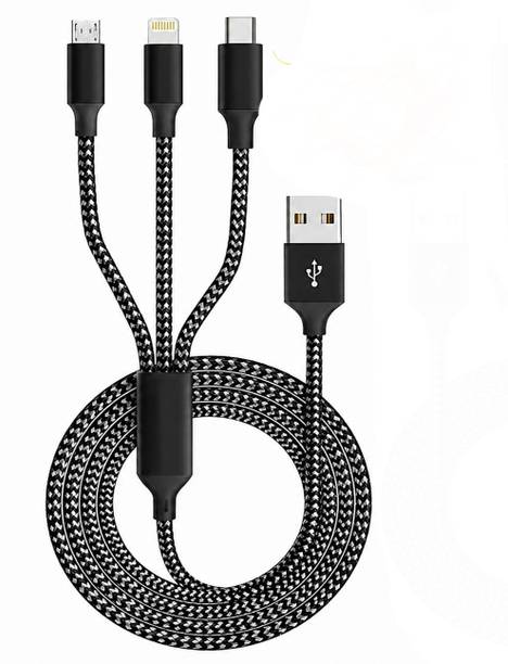 Hespa 3-in-1 Cable 1.2 m ORIGINAL 3 in 1 Fast Charging Multi Cable Nylon Braided USB Charger Cord