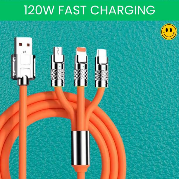 SACRO 3-in-1 Cable 1 m 3 in 1 Charging Cable With Type C, Lightning & Compatible with All MobileW74