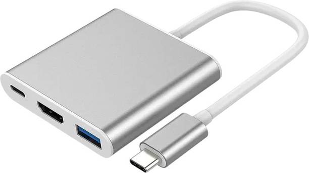 CIHROX 3-in-1 Cable 2 A 0.1 m Heavy Steel USB C to HDMI 3-in-1 Adapter, Type-C Hub to HDMI 4K Output USB 3.0 Port and USB-C 100W Charging Port, Compatible for USB C Laptops and Other Type C Devices_