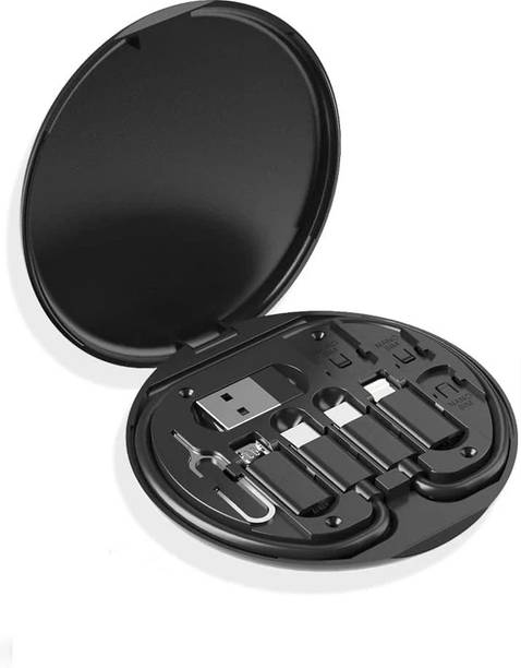 Flipkart SmartBuy 3-in-1 Cable 0.29 m Multi-Functional All-in-One Travel Cable Kit with type C to type C Upto 60W Fast Charging Data transfer Cable with Lightning, Type A and Micro USB connectors Sim pin Sim Card holders Inbuilt Mobile Stand Compatible with iPhone, iPad,Samsung,OnePlus