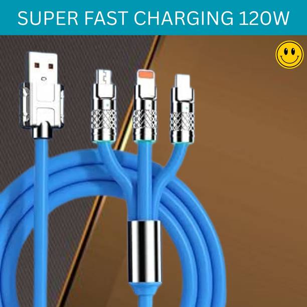 SACRO 3-in-1 Cable 1 m 3 in 1 Charging Cable With Type C, Lightning & Compatible with All MobileQ383