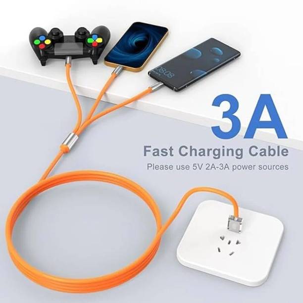 SANNO WORLD 3-in-1 Cable 6 A 1 m METAL BRAIDED Universal Cable 3-in-1 Fast Charge with 120W Output for All Smart Devices