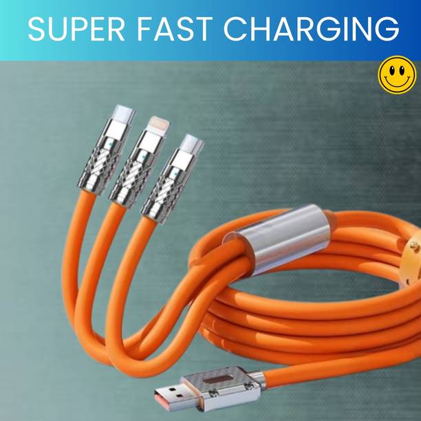 SACRO 3-in-1 Cable 1 m 3 in 1 Charging Cable With Type C, Lightning & Compatible with All MobileW210