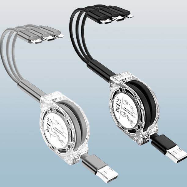 Bydye 3-in-1 Cable 1.2 m R147 3 in 1 Cable Advanced Comaptible For Many Device Portable Retractable Wire