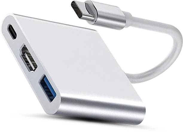 CIHROX 3-in-1 Cable 2 A 0.1 m Heavy Steel Multi-function 3 in 1 Cable Converter Type C to HDMI 4k Pd Charger USB 3.0 Hub Av Adapter for Macbook Laptop