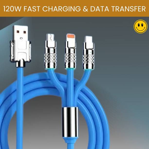 SACRO 3-in-1 Cable 1 m 3 in 1 Charging Cable With Type C, Lightning & Compatible with All MobileW116