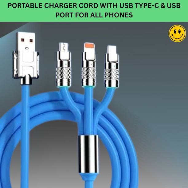 SACRO 3-in-1 Cable 1 m 3 in 1 Charging Cable With Type C, Lightning & Compatible with All MobileQ369