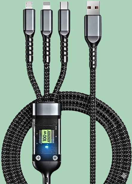 TSKIZ 3-in-1 Cable 6 A 1 m Ultimate Charge Cable 100W, 3-in-1, Fast Sync, Type C Lightning Micro c960