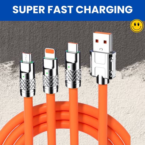 SACRO 3-in-1 Cable 1 m 3 in 1 Charging Cable With Type C, Lightning & Compatible with All MobileW440