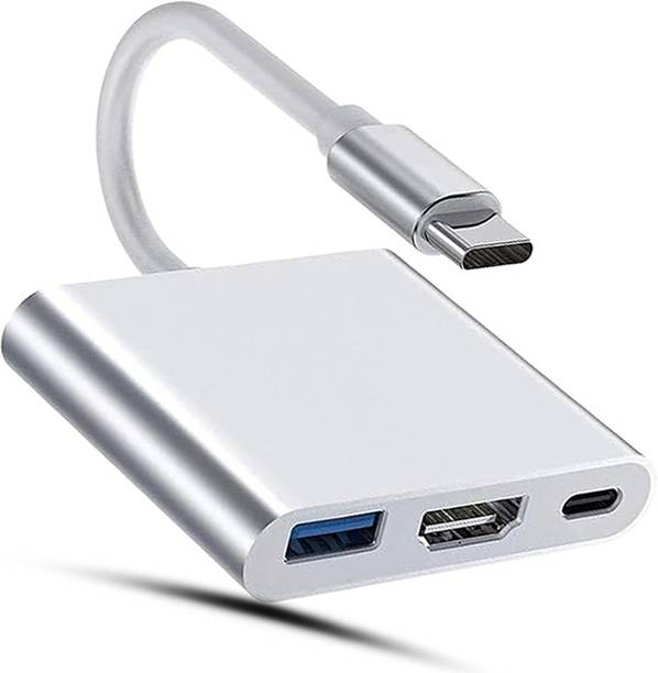 CIHROX 3-in-1 Cable 2 A 0.1 m Heavy Steel New Latest 3 in 1 USB C to 4K HDMI Multiport Adapter Hub with USB 3.0 and USB-C Charging Port for Pro, Chromebook