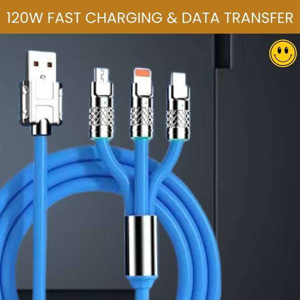 SACRO 3-in-1 Cable 1 m 3 in 1 Charging Cable With Type C, Lightning & Compatible with All MobileQ207