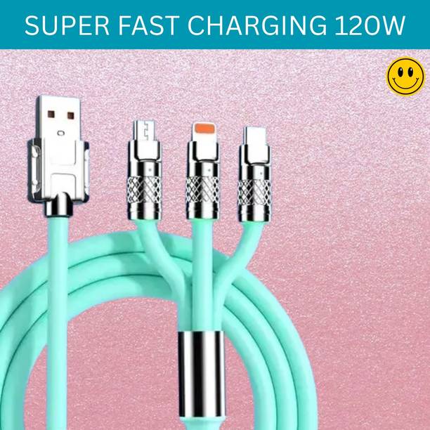 SACRO 3-in-1 Cable 1 m 3 in 1 Charging Cable With Type C, Lightning & Compatible with All MobileQ281